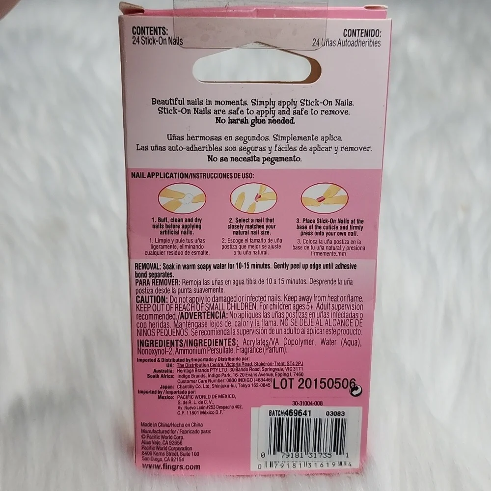 Fing'rs Girlie Nails 24 Stick-On-Nails #31619 Owls & Hearts Design NWT